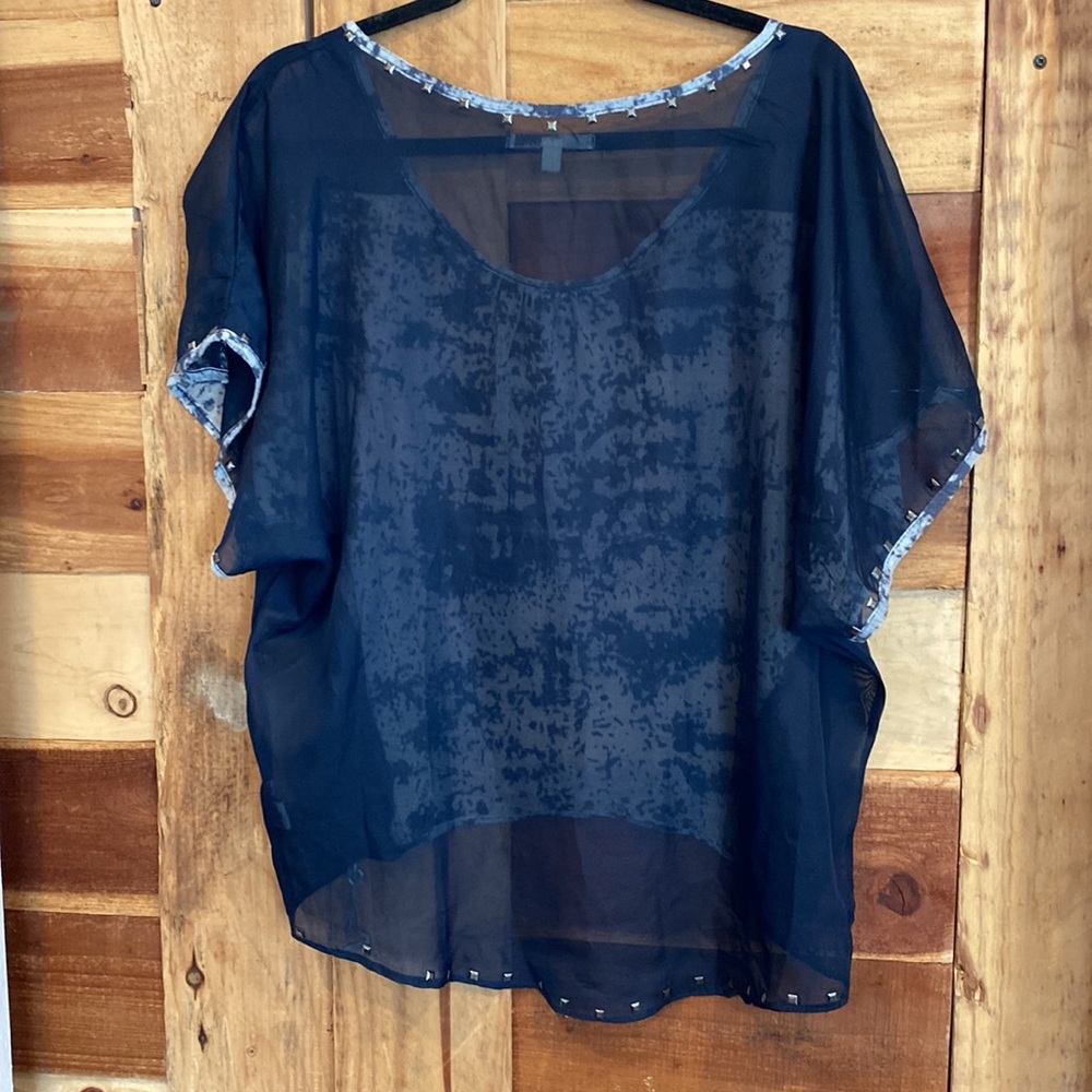 Blouse: Multi Blue-White - image 3